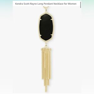 Rayne Brushed Gold Long Pendant Necklace in black